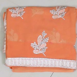 Chiffon Saree With Embroidery Design