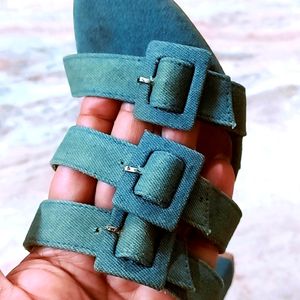 Denim Block Heels