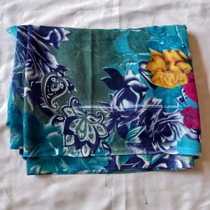 Blue Flower Print Saree