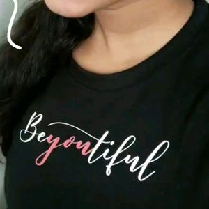 Black Tee with Calligraphy Print | Women