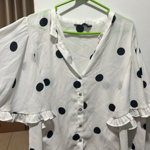 Polka Dots White Frill Max Top Can Be Worn Easily