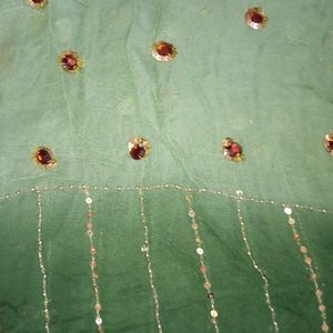 Ash And Green Work Georgette Saree