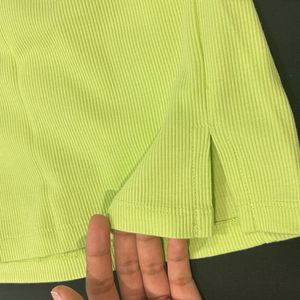 Bonkers Corner Lime Green Mini Skirt With Slit