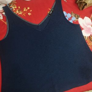 Branded Blue V Neck Top