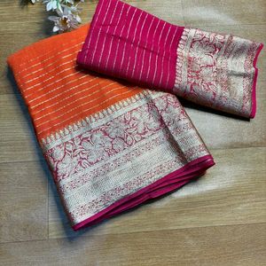 Pure Viscose Georgette Weaving Jacquard Saree🫶