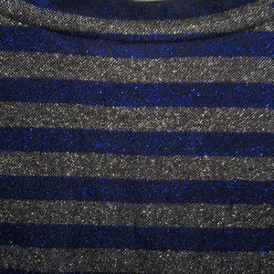 Trendy New Shinny Blue And Silver Stripe Top