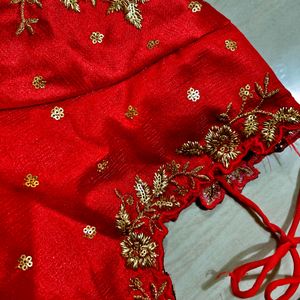 Red Flower Work Blouse