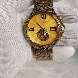 Stylish FOREST GOLDEN colour Metallic Strap Watch