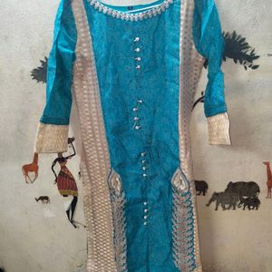 Turquoise Blue And Golden  Totally New Kurta