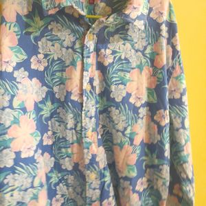 Blue Floral Cotton Shirt Perfect For Summers