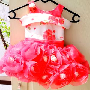 Cutedoll Pink Off-Shoulder Kids Party Frock Dress