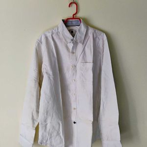 Men's White Cotton Formal Shirt