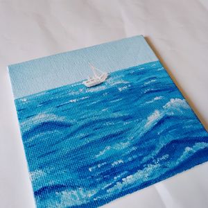 Set Of 2 Seascape Canvas Painting Board (HANDMADE)