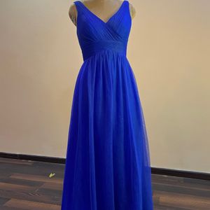 Blue Elegant V Neck Net Gown (Bust:32/34)