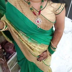 Simple ,Light Weight Green Saree