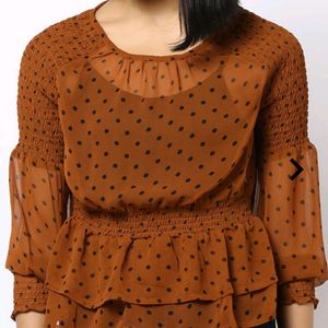 Polka Dotted Brown Top