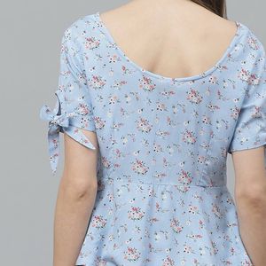 Here&Now Floral Blue A-line Top