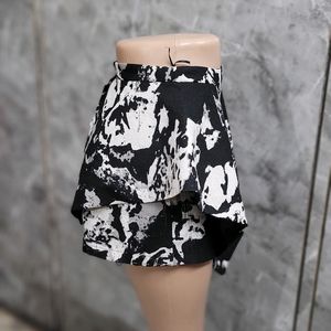 Black White Printed Short Cum Skirt