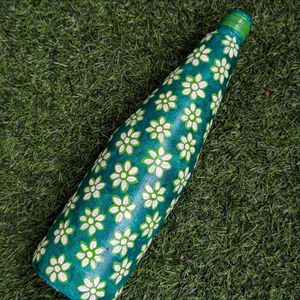 Handpainted Beautiful green Glass Bottle😍