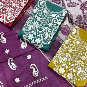 Pure Cotton Lucknowi Embroidery Suits