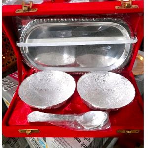 Chandi Silver Ka 2 Ktori Chamach Plate