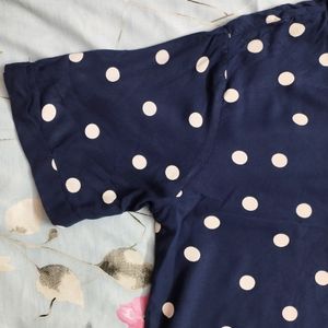 Navy Blue Polka Dot Top