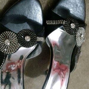 Black Zircon Studded Sandals