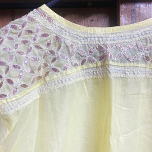 Beautiful Yellow Cotton Chikankari Kurta