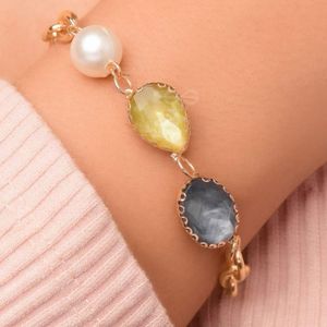 Gemstone Bracelet + Gold Studs