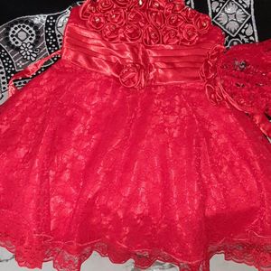 Party wear Red Frock for Kid Girls