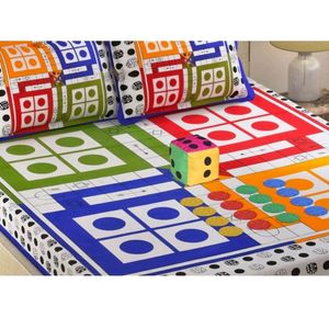 LUDO QUEEN SIZE DOUBLE BEDSHEET WITH 2 PILLOW