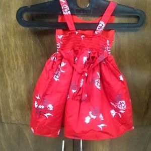 Rarely Used Red Cotton Frock 12 To 18 Month Baby