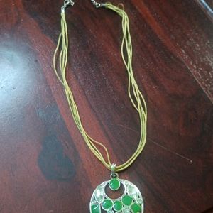 Green And White Stone Studded Locket