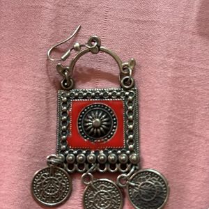 Oxidised Silver Necklace And Earrings Set, Banjara