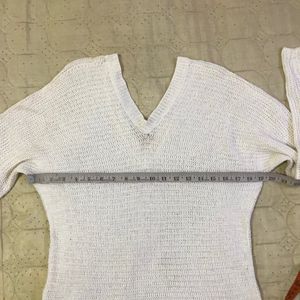 White Knitted Pullover Fits S/M