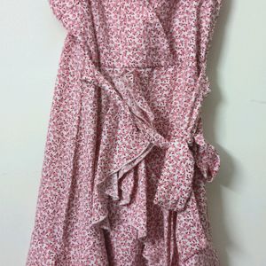 Pink Floral Ruffle Dress