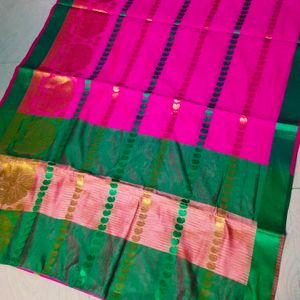 Beautiful Rose Colour Cotton Silk Saree