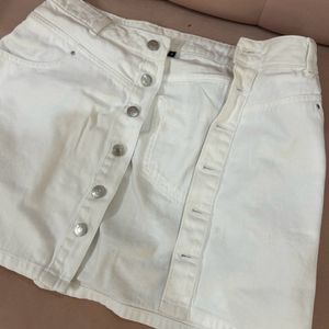 Nuon White Denim Skirt