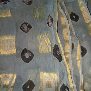 Georgette Grey Saree