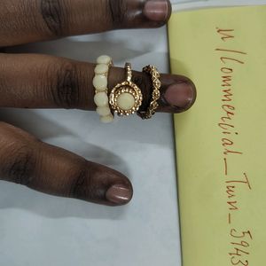 Stackable White And Golden Rings