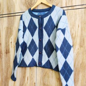 Sky Blue Designer Cardigan Size-40