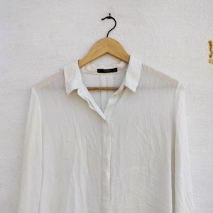 Mango Basic Chiffon White Shirt