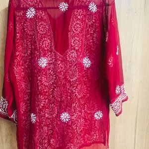 Beautiful Maroon Chikankari Short Kurti