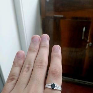 Black Diamond Ring Pure Silver