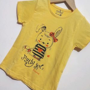 Yellow Preety Girl T-shirt For 4- 5 Year Baby