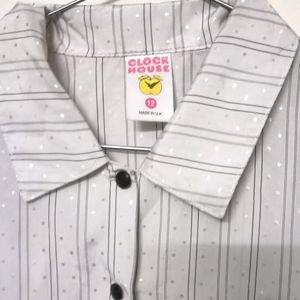 White UK Shirt With Silver Printed Dots