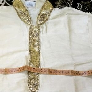 Shirwani cream Rhinestone free mala kardana