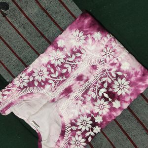 Chikankari Tye And Dye Short Top Totally New