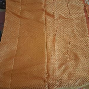 Very Beautiful Orange Color Saree With Blouse