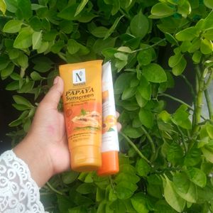 Papaya Sunscream And Apricut Scrub